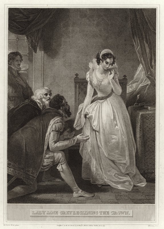 Lady Jane Grey rechazando la corona de English School