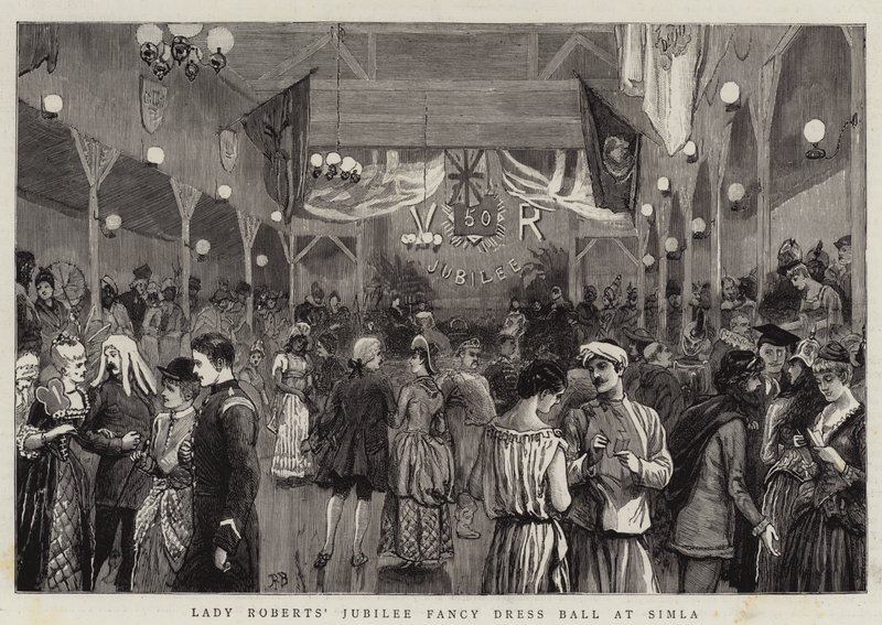 Baile de disfraces de Lady Roberts en Simla de English School