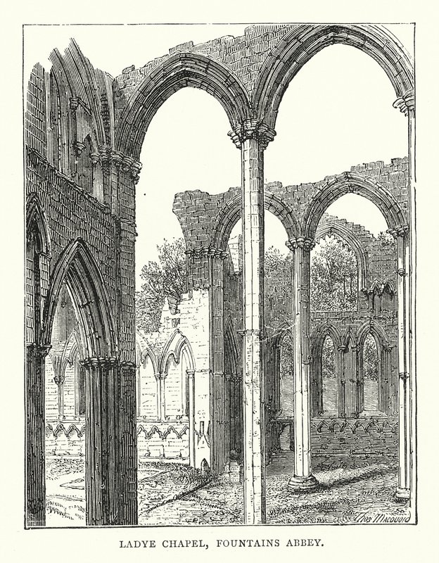 Capilla Ladye, Abadía de Fountains (grabado) de English School
