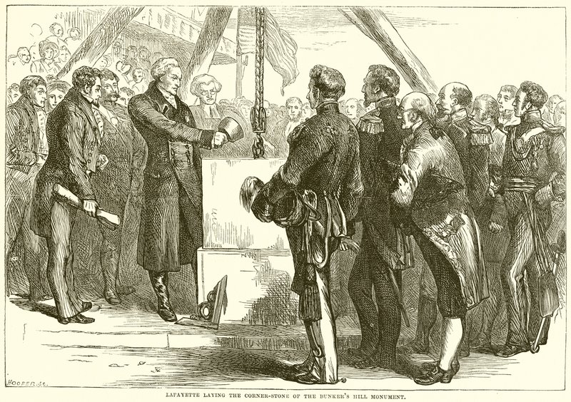 Lafayette colocando la primera piedra del Monumento de Bunker Hill de English School