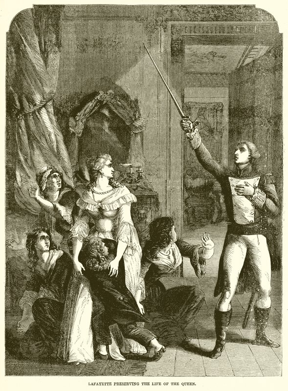 Lafayette preservando la vida de la Reina de English School