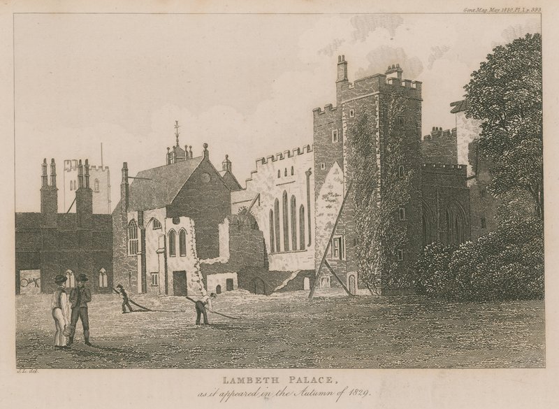 Palacio de Lambeth como apareció en el otoño de 1829 de English School