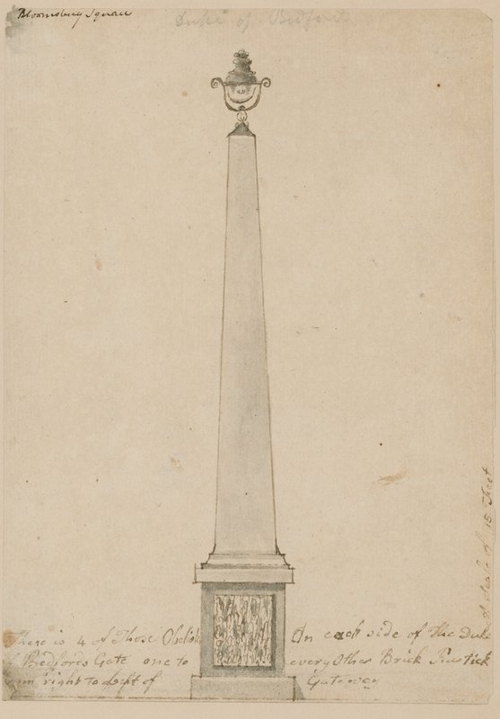 Lámpara cerca de Bedford House, Londres, retirada en 1799 de English School