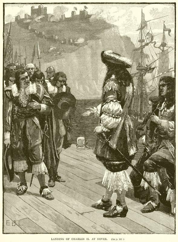 Desembarco de Carlos II en Dover de English School