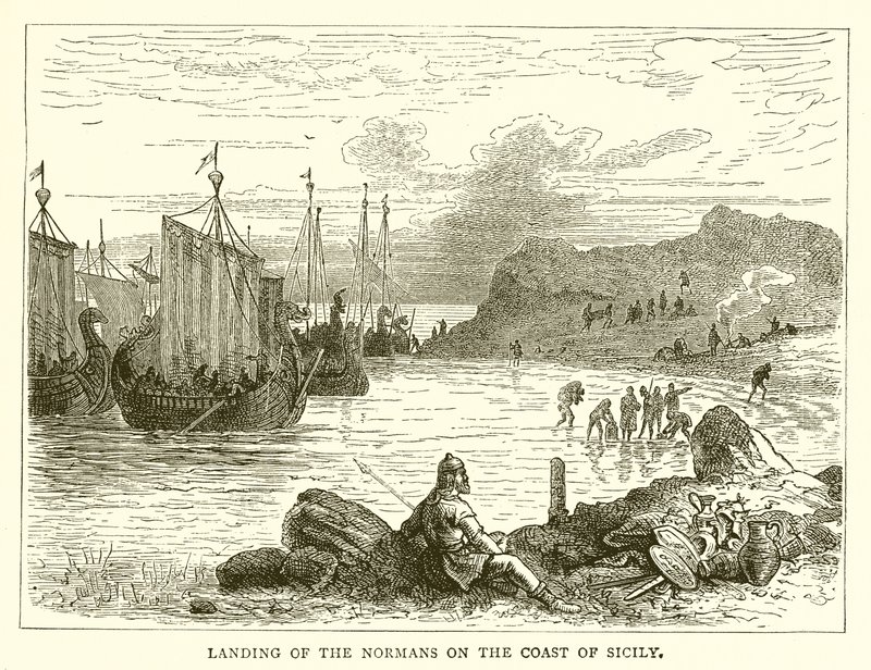 Desembarco de los normandos en la costa de Sicilia de English School