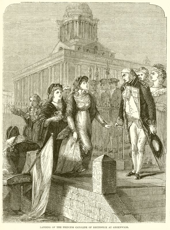 Desembarco de la Princesa Carolina de Brunswick en Greenwich de English School