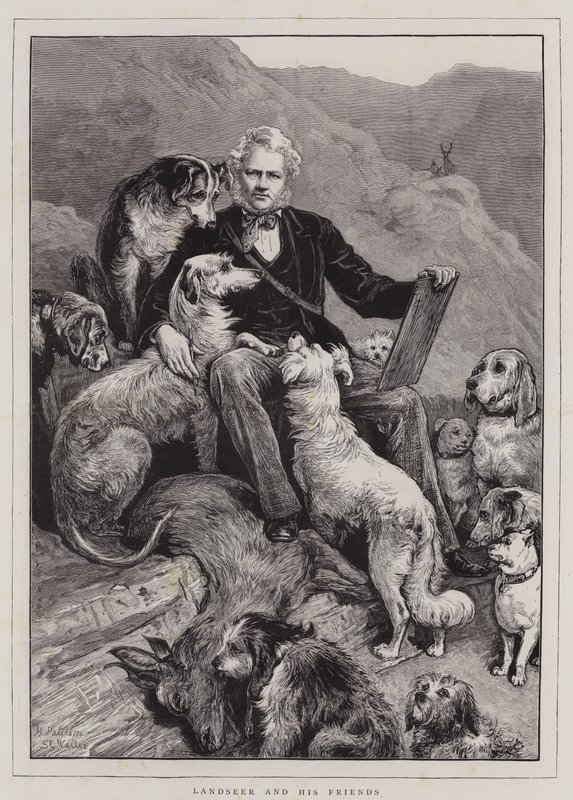 Landseer y sus Amigos (grabado) de English School