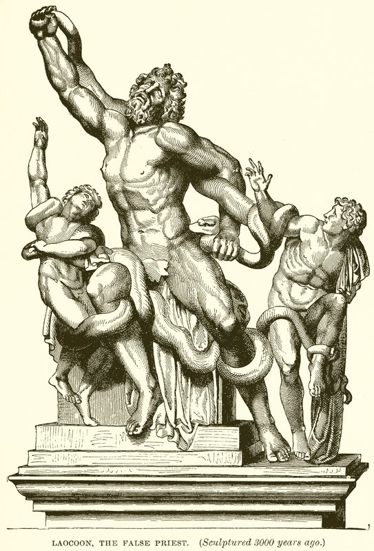 Laocoonte, el falso sacerdote. (Esculpido hace 3000 años) (grabado) de English School