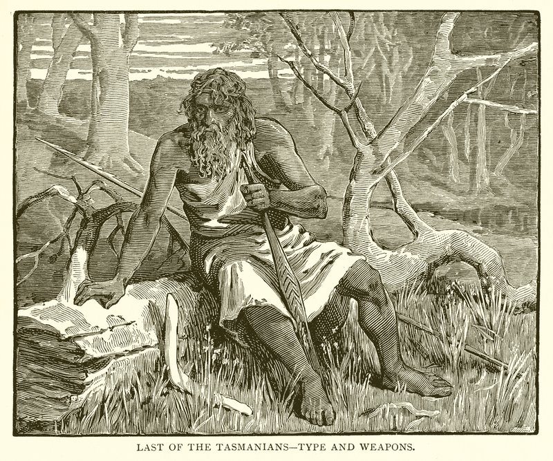 Últimos de los tasmanos: tipo y armas de English School