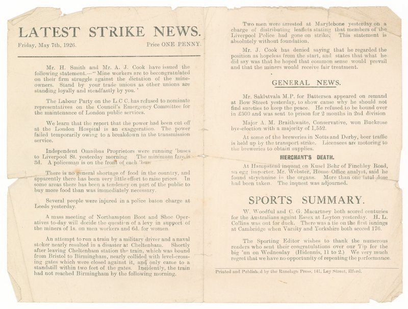 Últimas noticias de la huelga, 7 de mayo de 1926 de English School