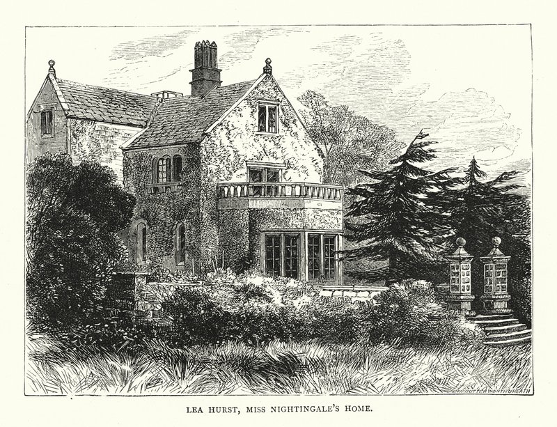 Lea Hurst, casa de la Srta. Nightingale (grabado) de English School