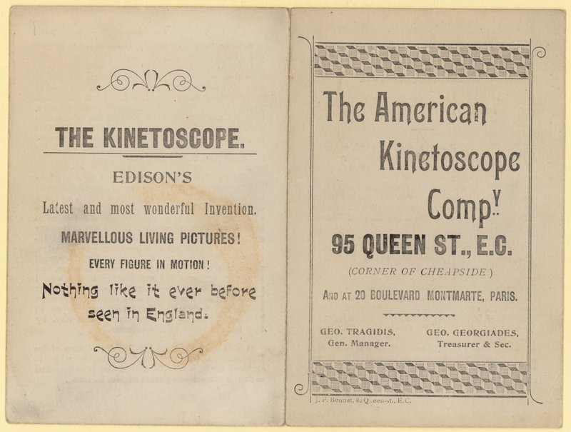 Folleto publicitario del Kinetoscopio de English School