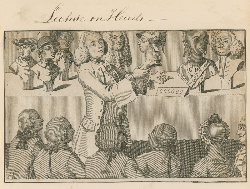 Conferencia sobre Cabezas, en el Salón Largo, frente a Sadlers Wells, el 20 de junio de 1765 de English School