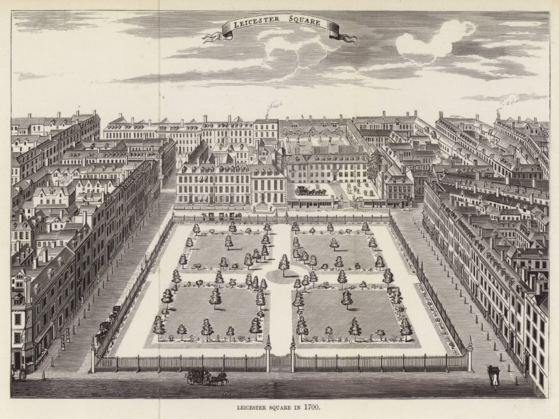 Leicester Square en 1700 de English School