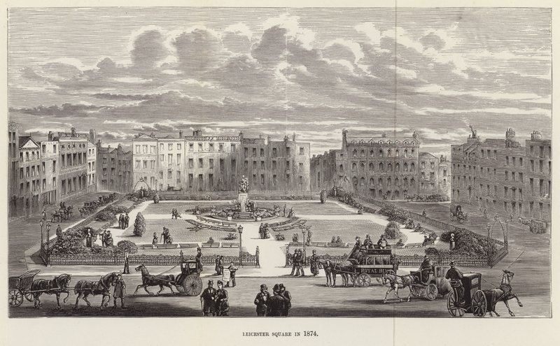 Leicester Square en 1874 de English School