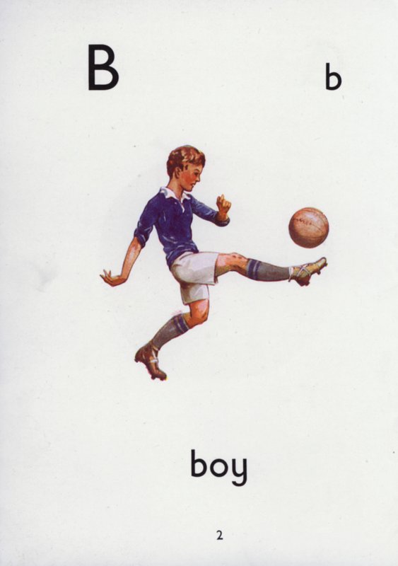 Letra B, niño (litografía a color) de English School