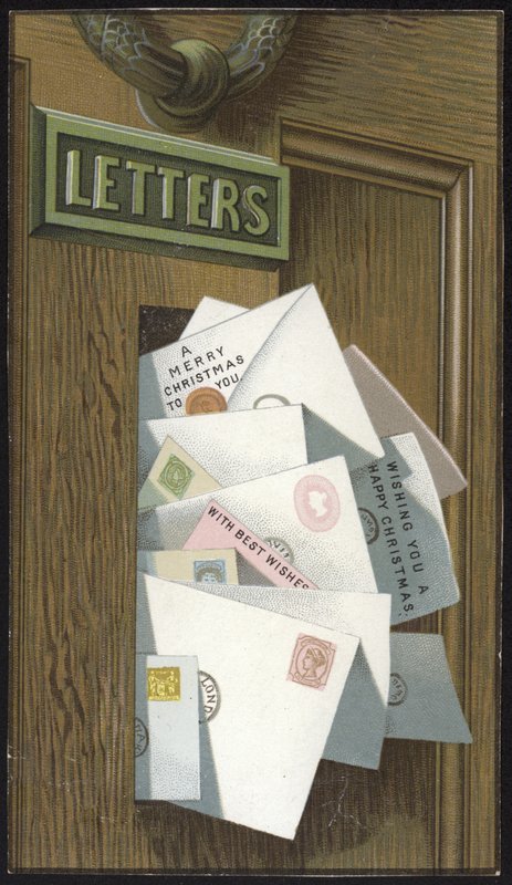 Buzón lleno de tarjetas de Navidad de English School