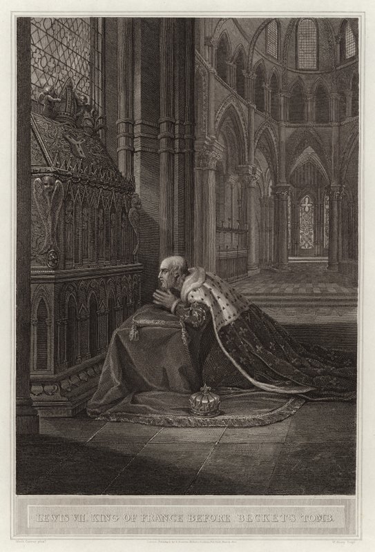 Luis VII Rey de Francia ante la tumba de Becket de English School