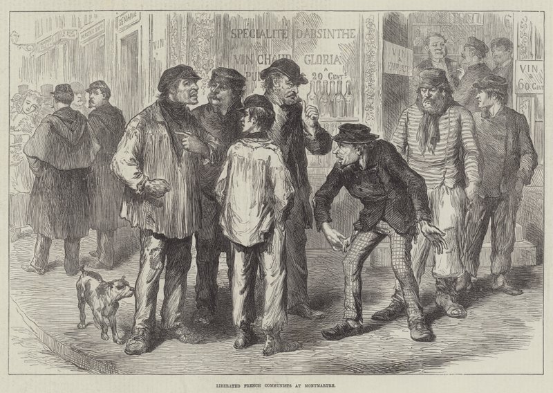 Comunistas franceses liberados en Montmartre (grabado) de English School