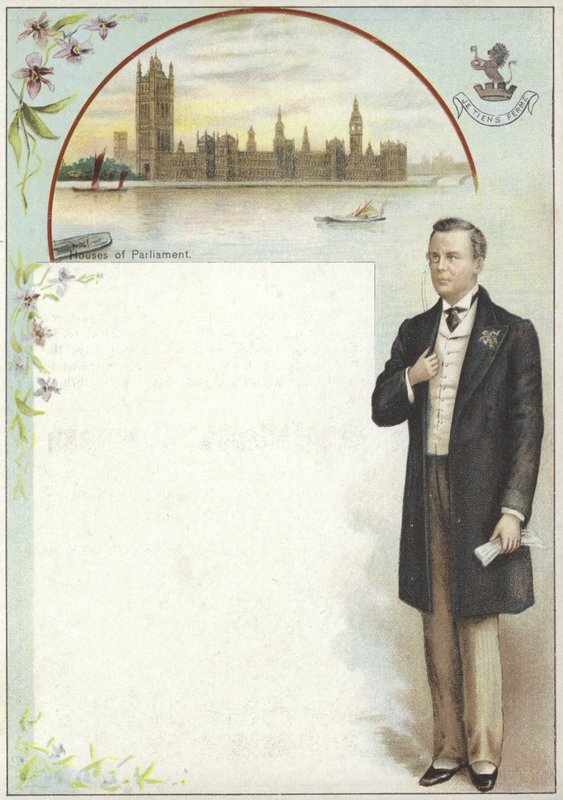 Tarjeta Liebig con Joseph Chamberlain de English School