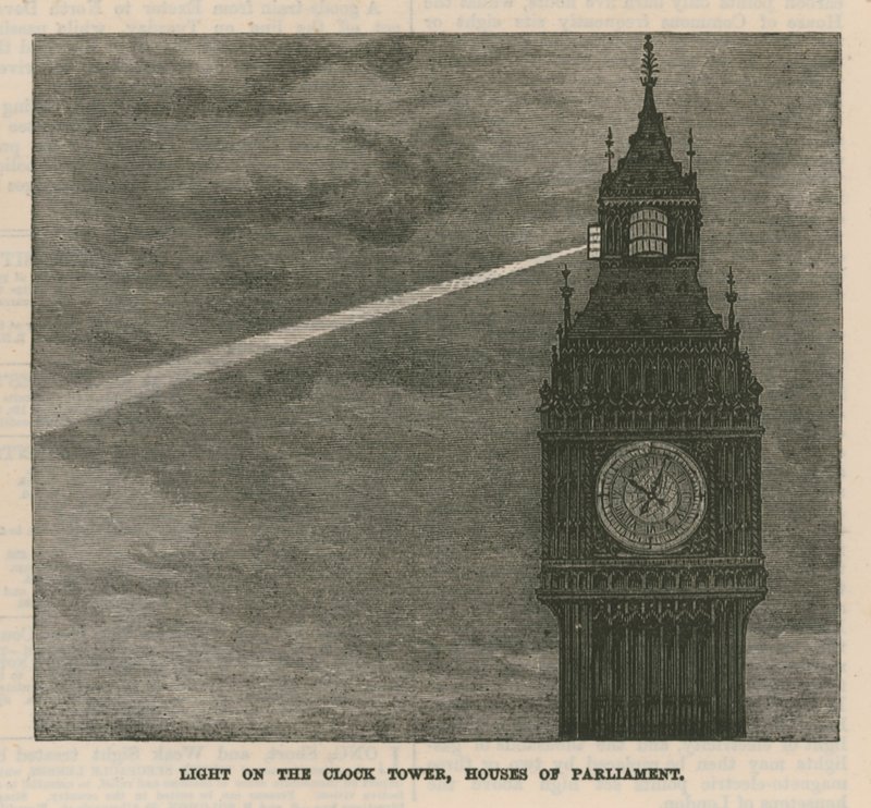 Luz de la Torre del Reloj, Casas del Parlamento de English School
