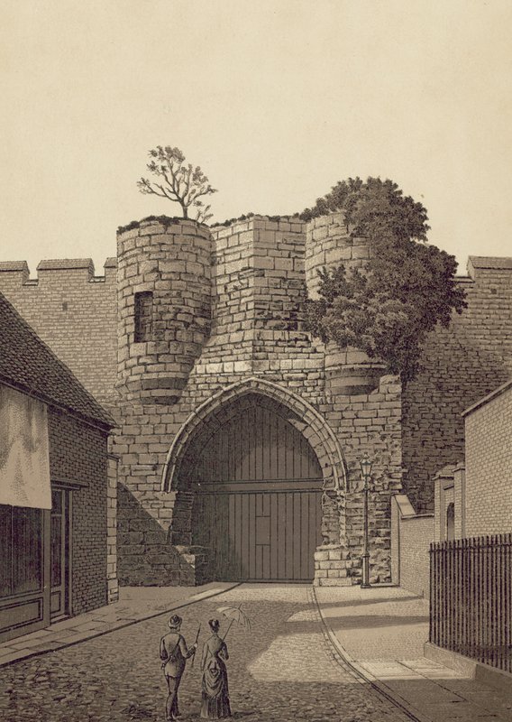 Lincoln, Castle Gateway (litografía) de English School