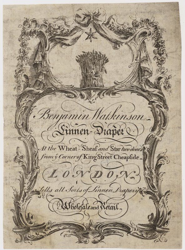 Drapero de lino, Benjamin Watkinson, tarjeta comercial de English School