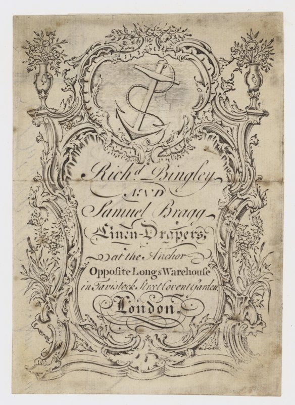 Drapero de lino, Bingley & Bragg, tarjeta comercial de English School
