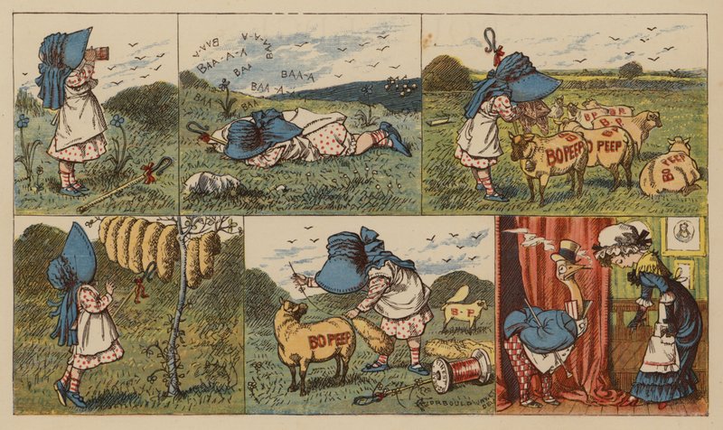 Pequeña Bo-Peep (color litho) de English School