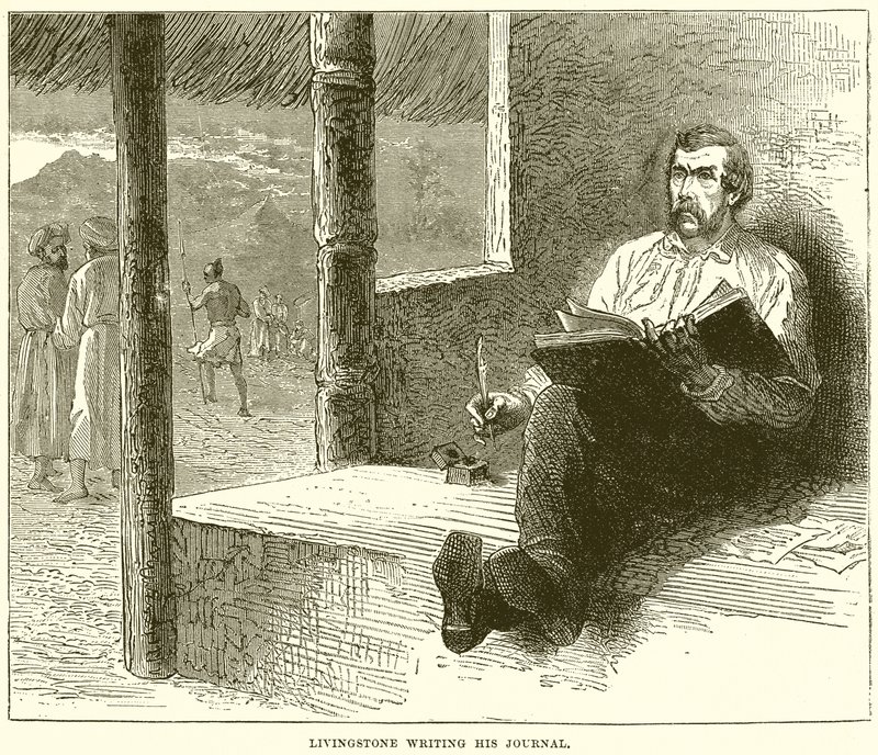 Livingstone escribiendo su diario de English School
