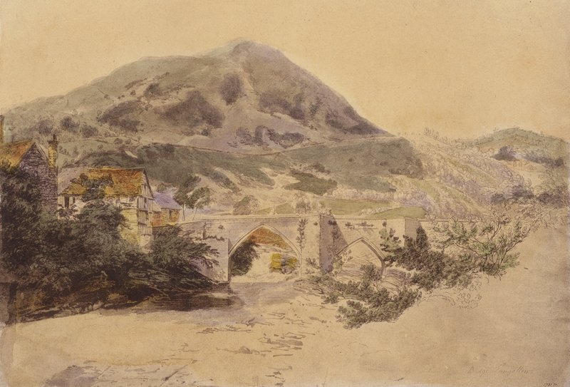Puente de Llangollen (litografía en color) de English School