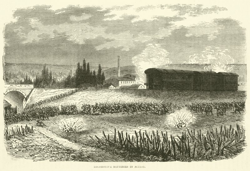 Baterías de locomotoras en acción, noviembre 1870 de English School