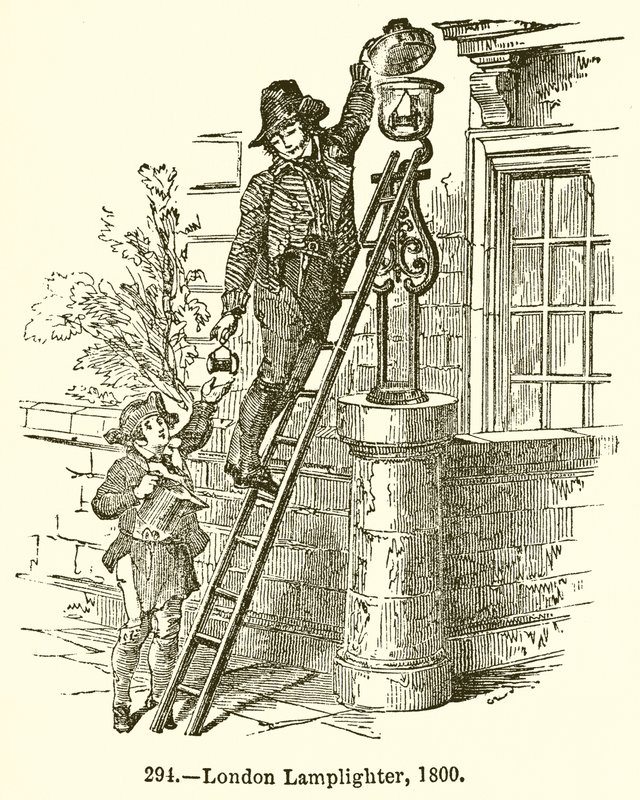Encendedor de lámparas de Londres, 1800 de English School