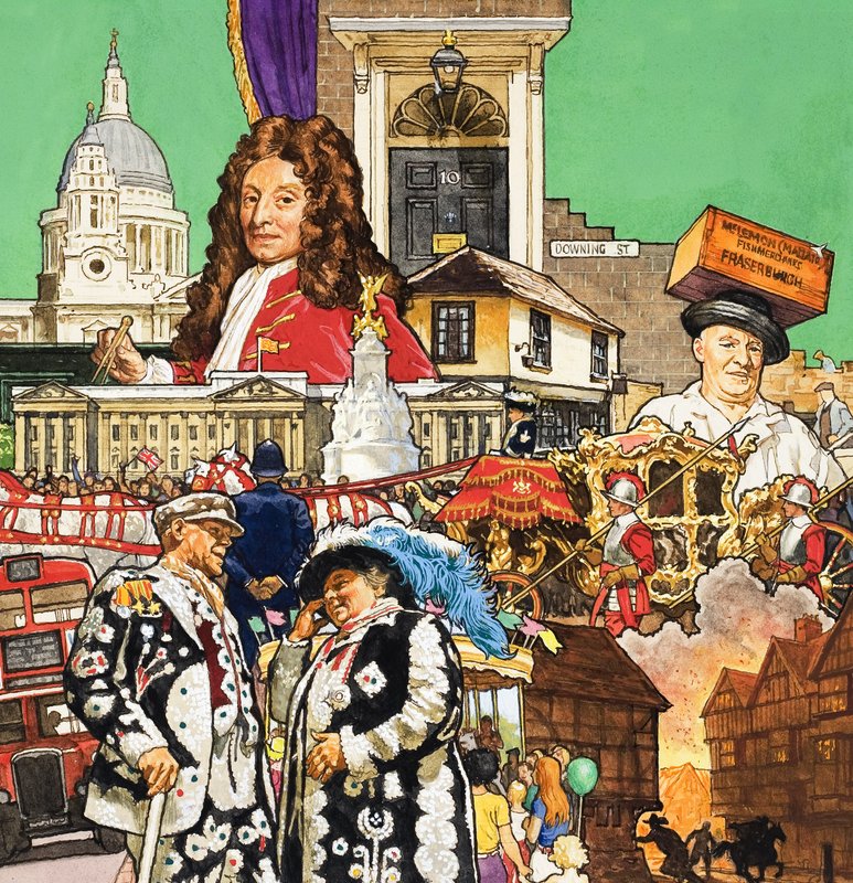 London Montage (gouache sobre papel) de English School