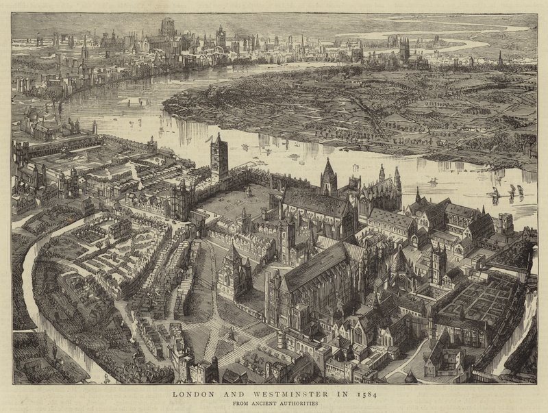 Londres y Westminster en 1584 de English School