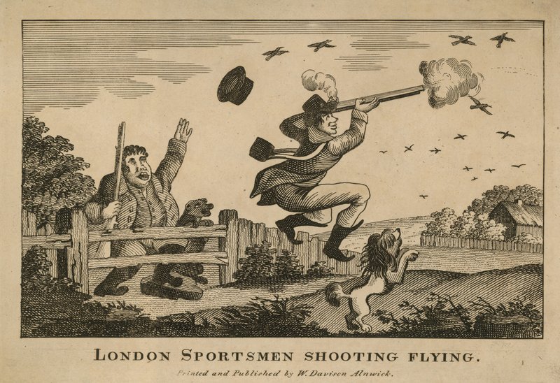 Deportistas londinenses disparando a palomas de English School