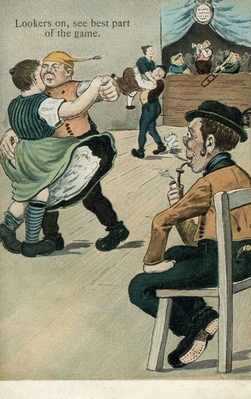 Los espectadores ven lo mejor del partido (litografía en color) de English School