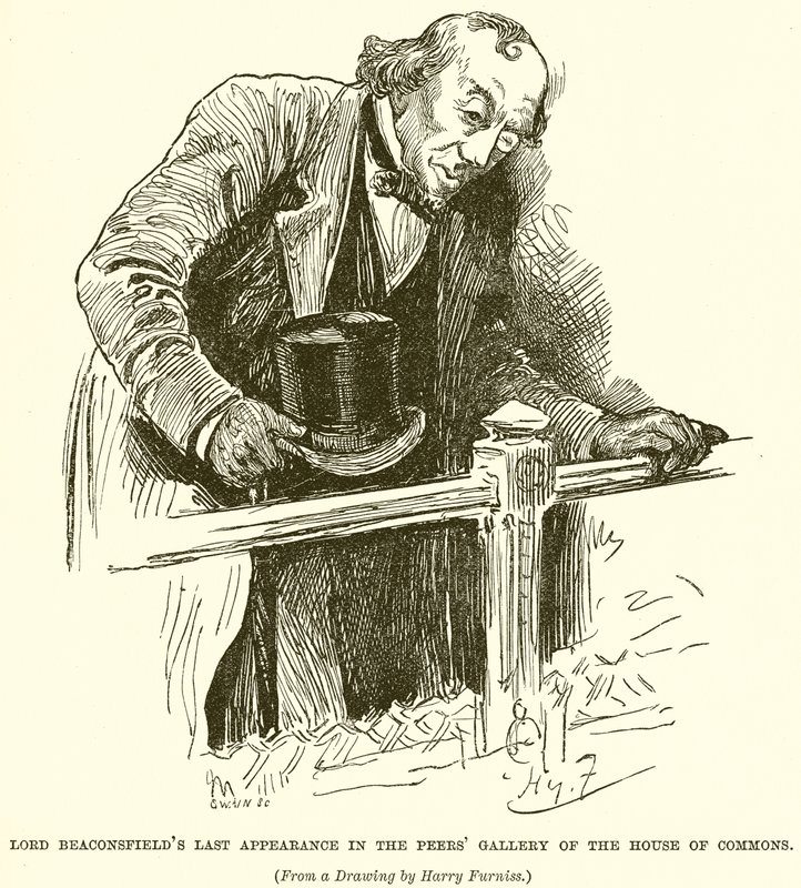 Última aparición de Lord Beaconsfield en la Galería de los Pares de la Cámara de los Comunes de English School