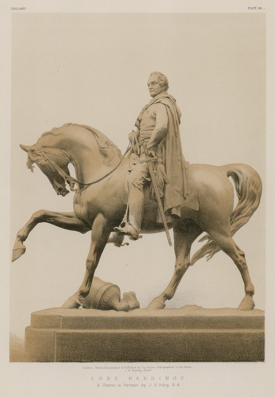 Lord Hardinge, estatua de bronce de J H Foley, R A (cromolito) de English School