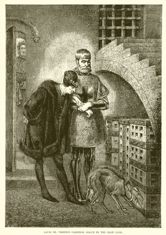 Luis XI visitando al cardenal Balue en la edad de hierro de English School