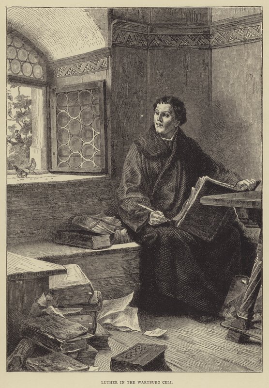 Lutero en la celda de Wartburg de English School