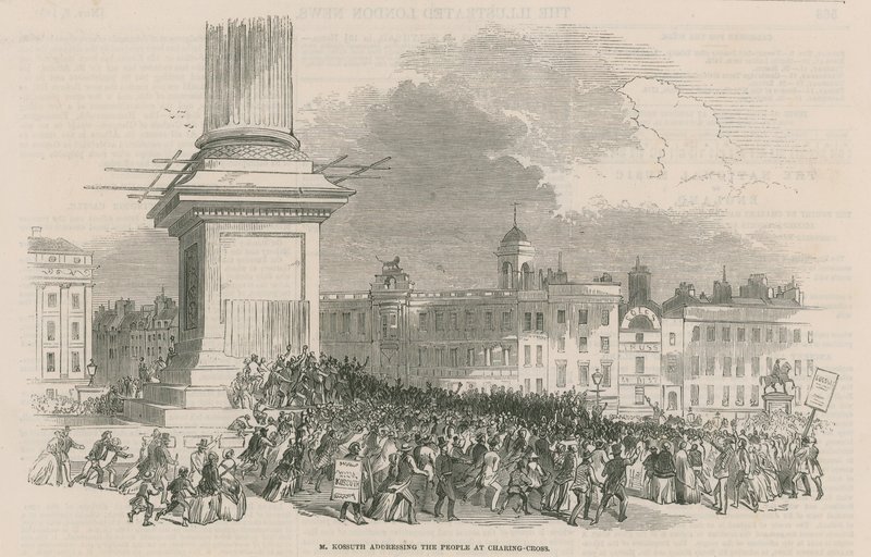 M Kossuth dirigiéndose al pueblo en Charing Cross de English School
