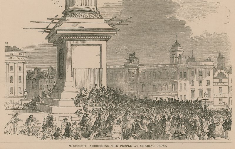 M Kossuth dirigiéndose al pueblo en Charing Cross de English School