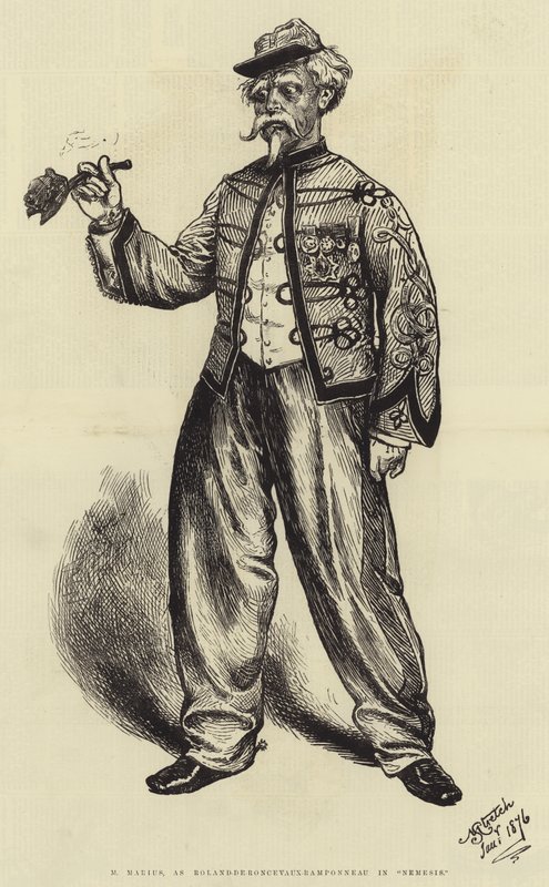 M Marius, como Roland-de-Roncevaux-Ramponneau en "Némesis" (grabado) de English School