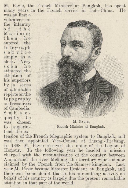 M Pavie, Ministro Francés en Bangkok (grabado) de English School