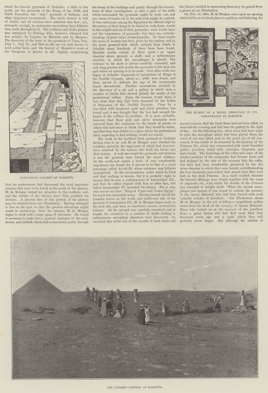 Descubrimientos de M de Morgan en Dahshur (grabado) de English School