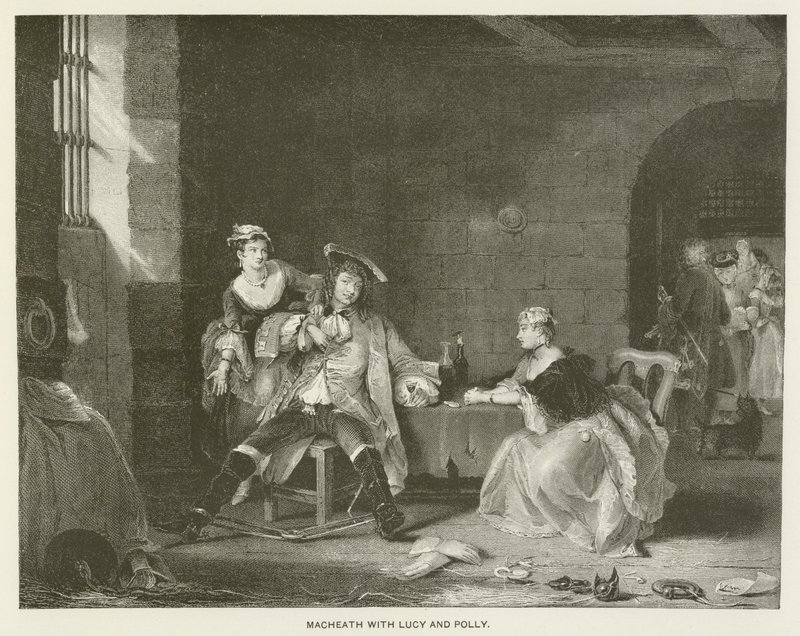 Macheath con Lucy y Polly (grabado) de English School