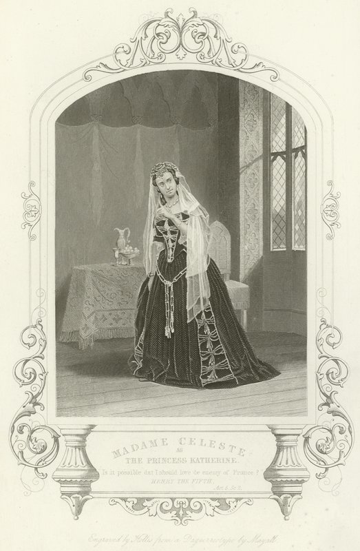 Madame Celeste como la Princesa Catalina en Enrique V, Acto V, Escena II de English School