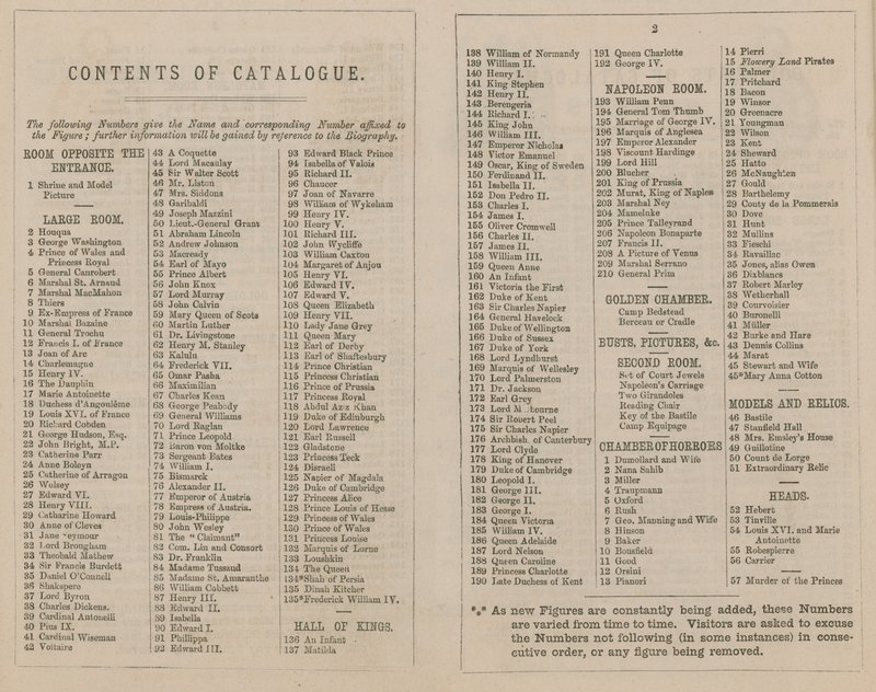 Catálogo de la Exposición de Madame Tussaud & Sons para 1875 de English School