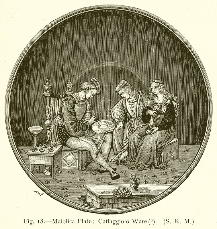 Plato de maiolica; cerámica de Caffaggiolo de English School